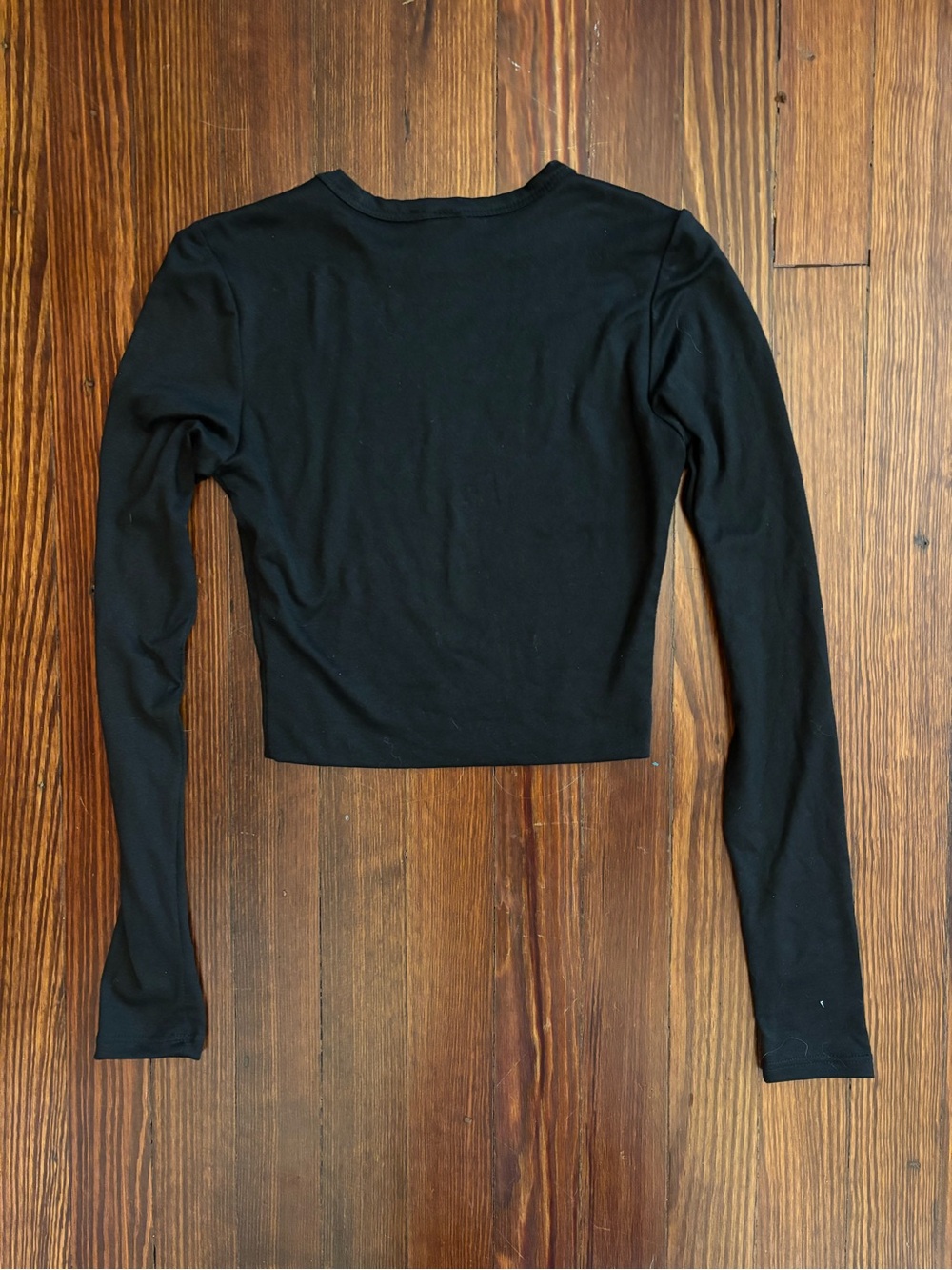 Windsor Black Long-Sleeve Crop Top